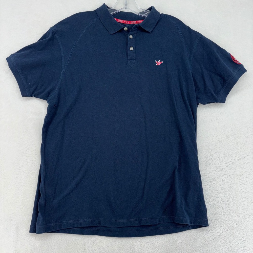 Canada Weathergear Mens Navy Blue Pique Polo Shirt Short Sleeve CWG076 Large